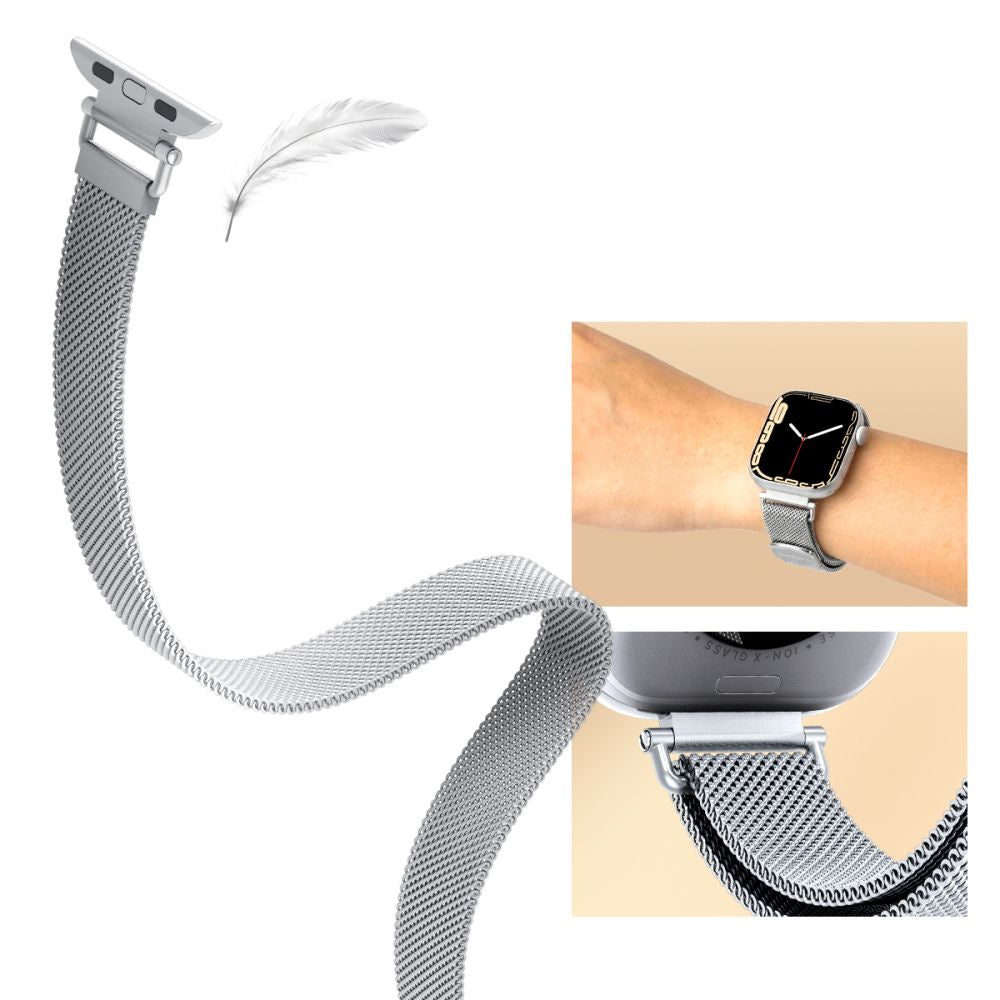 Armband für Apple Watch 42/41/40/38mm, Spigen WBM4, Silbern