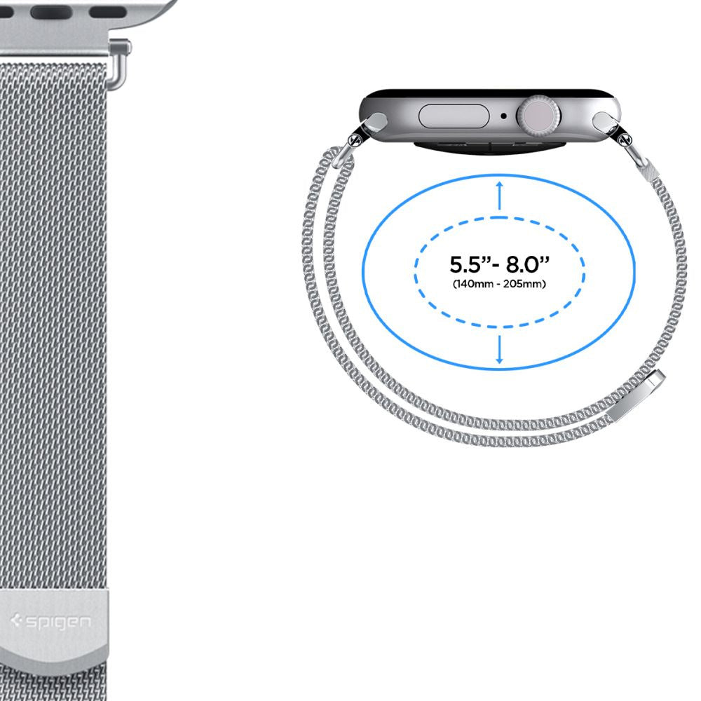 Armband für Apple Watch 42/41/40/38mm, Spigen WBM4, Silbern