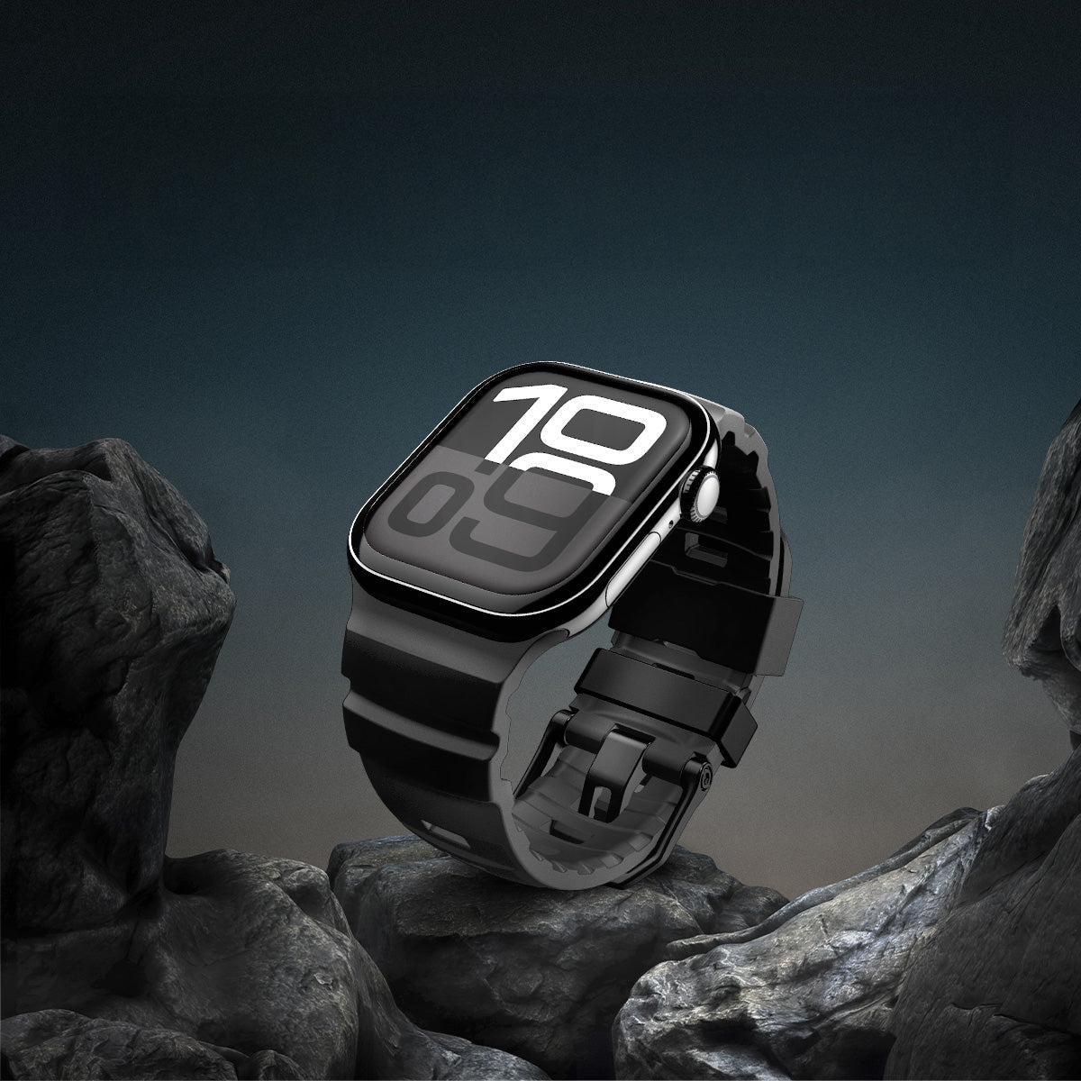 Silikonband für Apple Watch 49/46/45/44 mm, Spigen WBS2, Schwarz