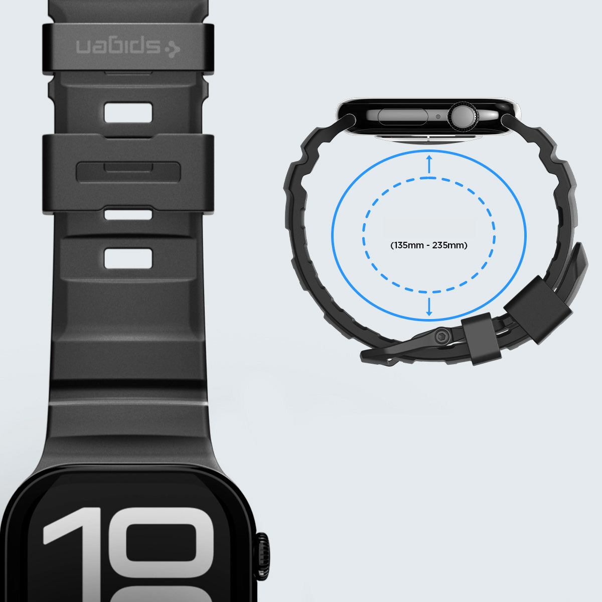 Silikonband für Apple Watch 49/46/45/44 mm, Spigen WBS2, Schwarz