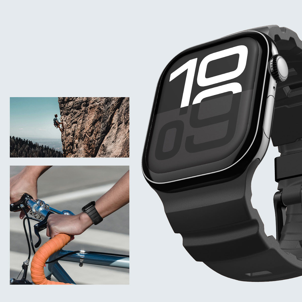 Silikonband für Apple Watch 49/46/45/44 mm, Spigen WBS2, Schwarz