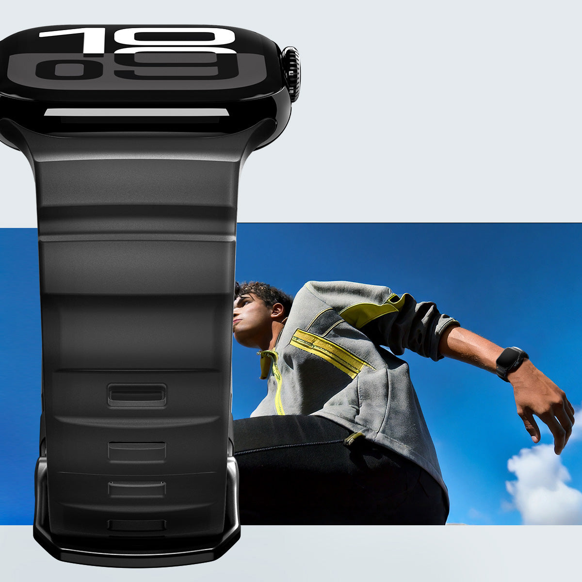 Silikonband für Apple Watch 49/46/45/44 mm, Spigen WBS2, Schwarz