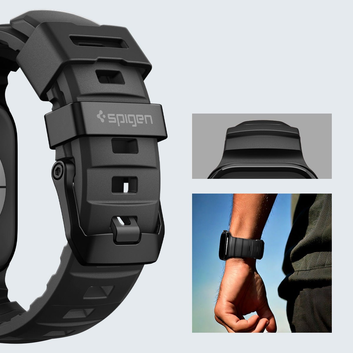 Silikonband für Apple Watch 49/46/45/44 mm, Spigen WBS2, Schwarz