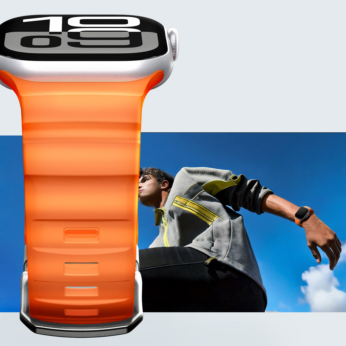 Silikonband für Apple Watch 49/46/45/44 mm, Spigen WBS2, Orange