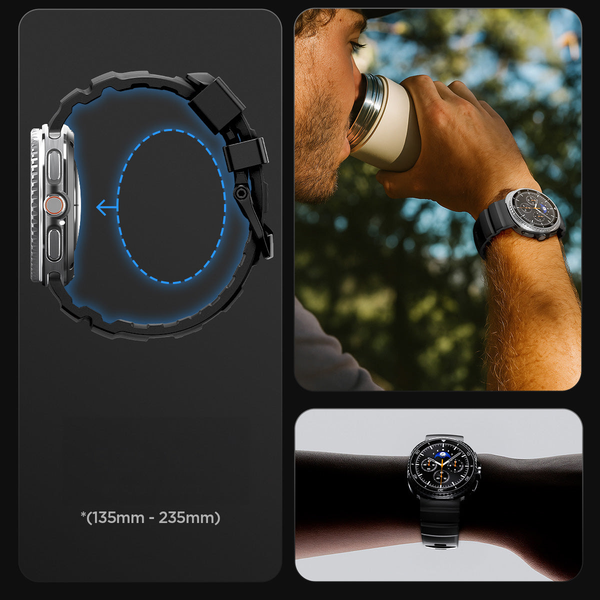Silikonband für Galaxy Watch 8 / 8 Classic, Spigen WBS2, Schwarz