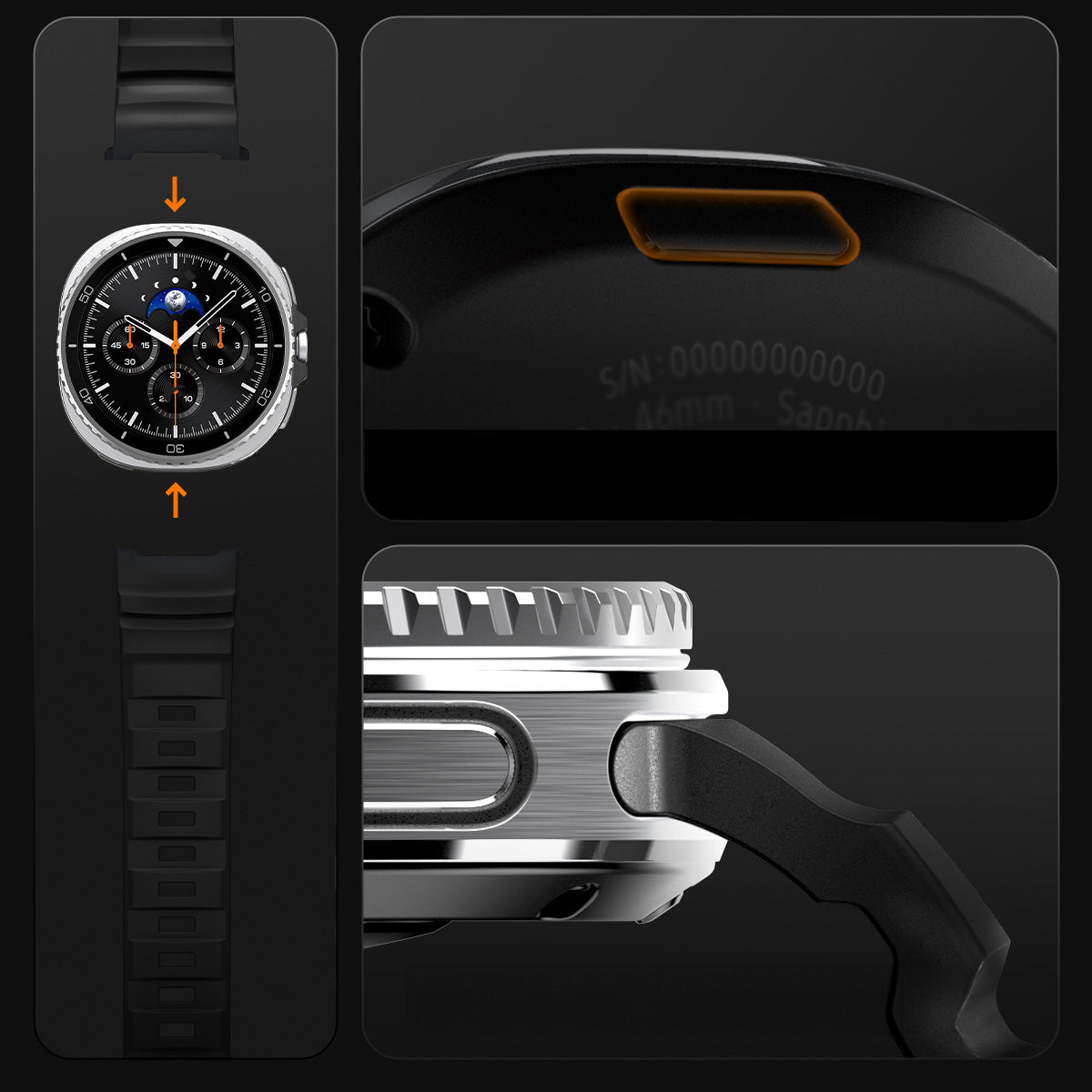 Silikonband für Galaxy Watch 8 / 8 Classic, Spigen WBS2, Schwarz