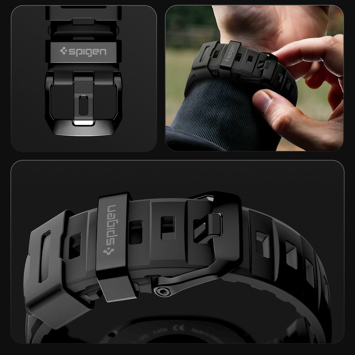 Silikonband für Galaxy Watch 8 / 8 Classic, Spigen WBS2, Schwarz