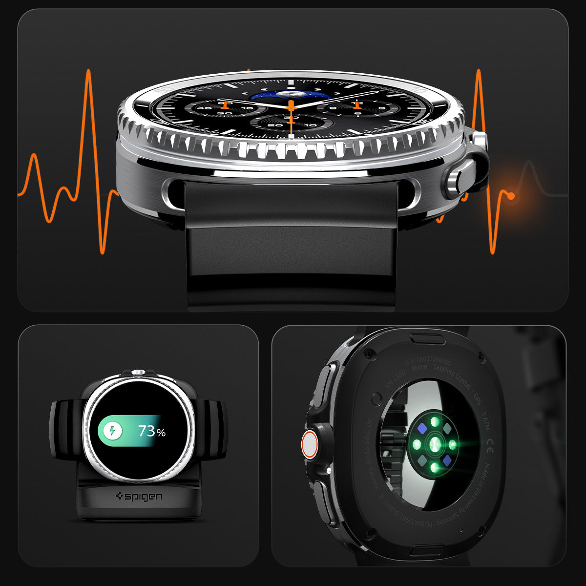 Silikonband für Galaxy Watch 8 / 8 Classic, Spigen WBS2, Schwarz
