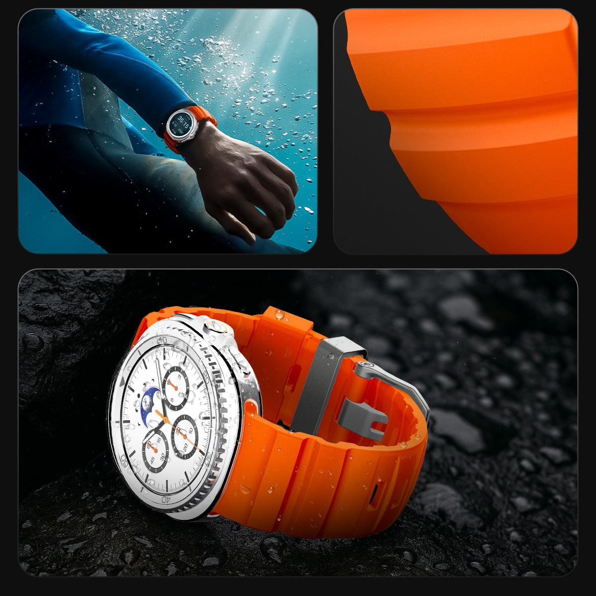 Silikonband für Galaxy Watch 8 / 8 Classic, Spigen WBS2, Orange