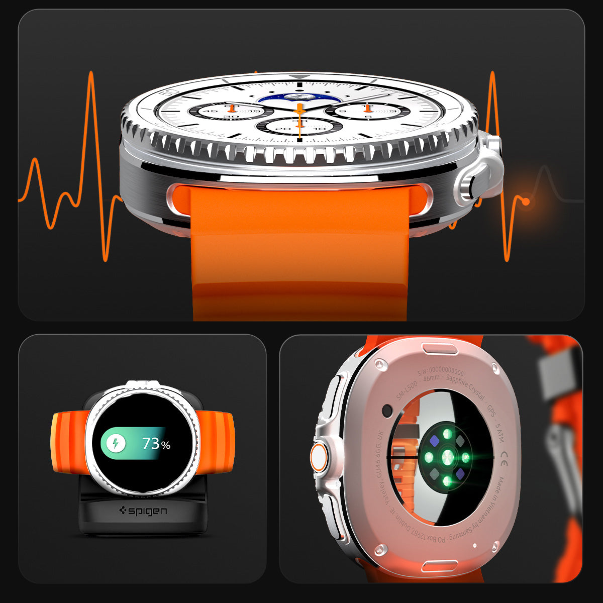 Silikonband für Galaxy Watch 8 / 8 Classic, Spigen WBS2, Orange