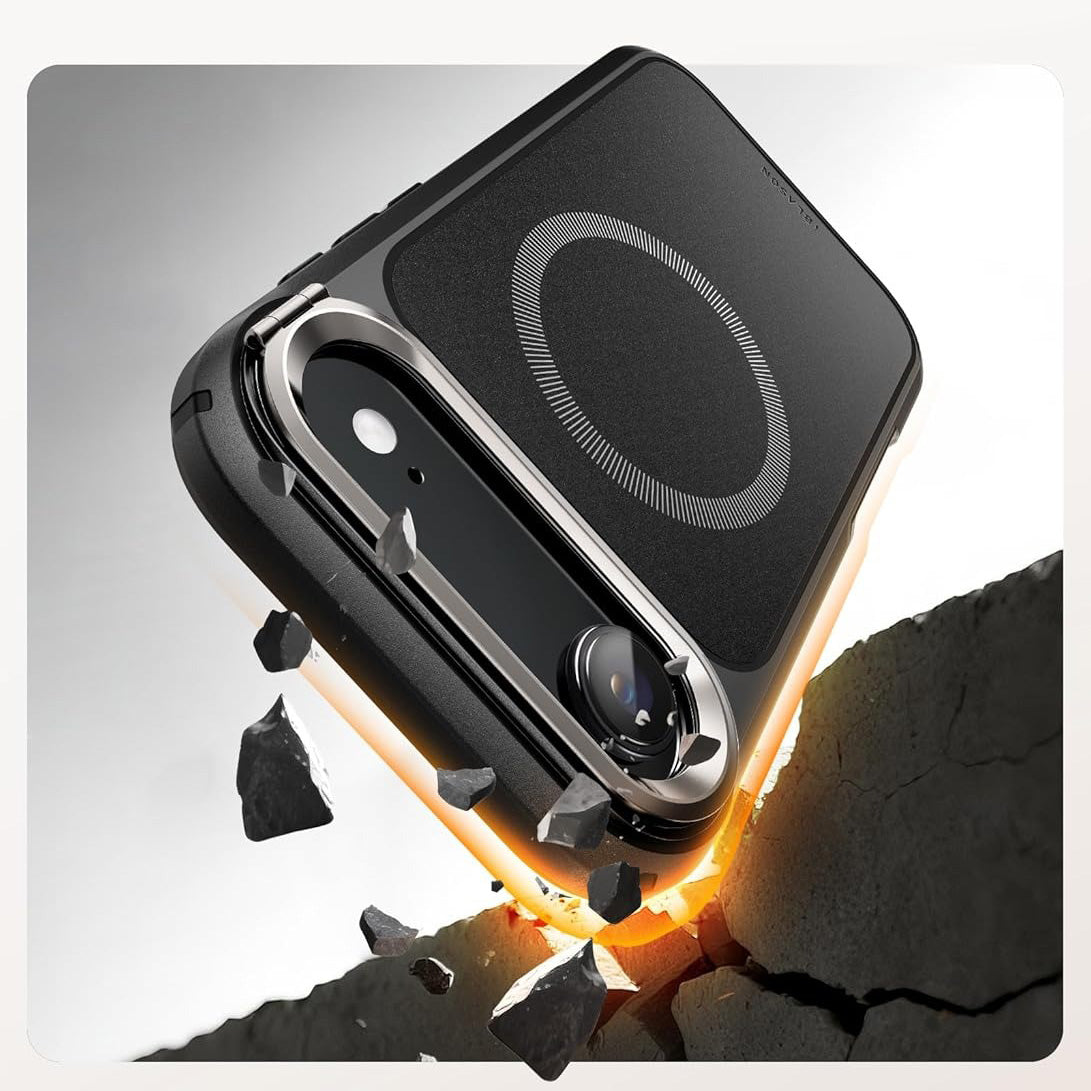Handyhülle + Glas 9H für iPhone Air, Supcase i-Blason Ares Flip Mag SPG (CC) mit MagSafe, Schwarz-Grau
