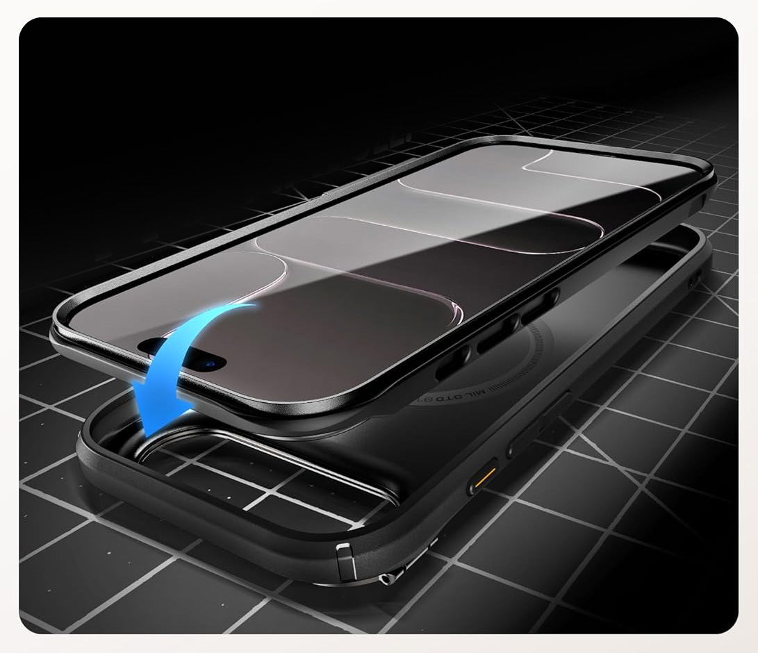 Handyhülle + Glas 9H für iPhone Air, Supcase i-Blason Ares Flip Mag SPG (CC) mit MagSafe, Schwarz-Grau
