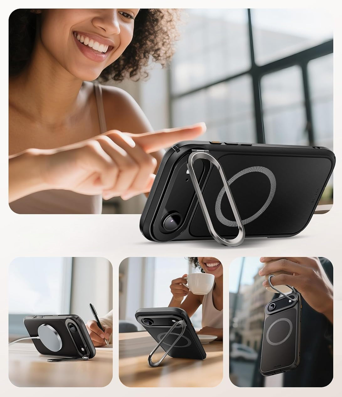 Handyhülle + Glas 9H für iPhone Air, Supcase i-Blason Ares Flip Mag SPG (CC) mit MagSafe, Schwarz-Grau