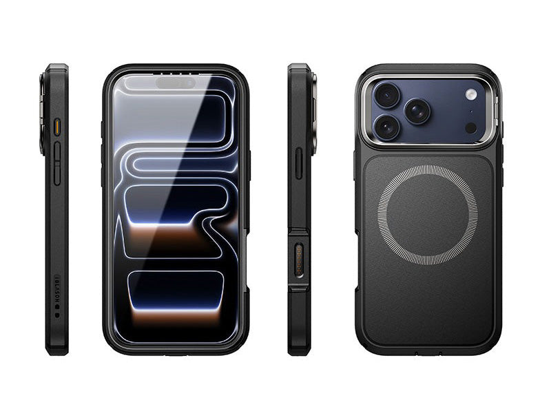 Handyhülle + Glas 9H für iPhone 17 Pro, Supcase i-Blason Ares Flip Mag SPG (CC) mit MagSafe, Schwarz-Grau