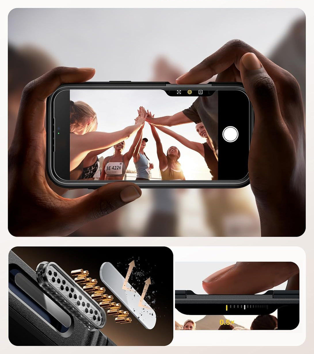 Handyhülle + Glas 9H für iPhone 17 Pro, Supcase i-Blason Ares Flip Mag SPG (CC) mit MagSafe, Schwarz-Grau