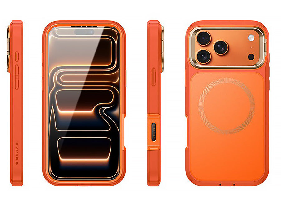 Handyhülle + Glas 9H für iPhone 17 Pro Max, Supcase i-Blason Ares Flip Mag SPG (CC) mit MagSafe, Orange-Golden
