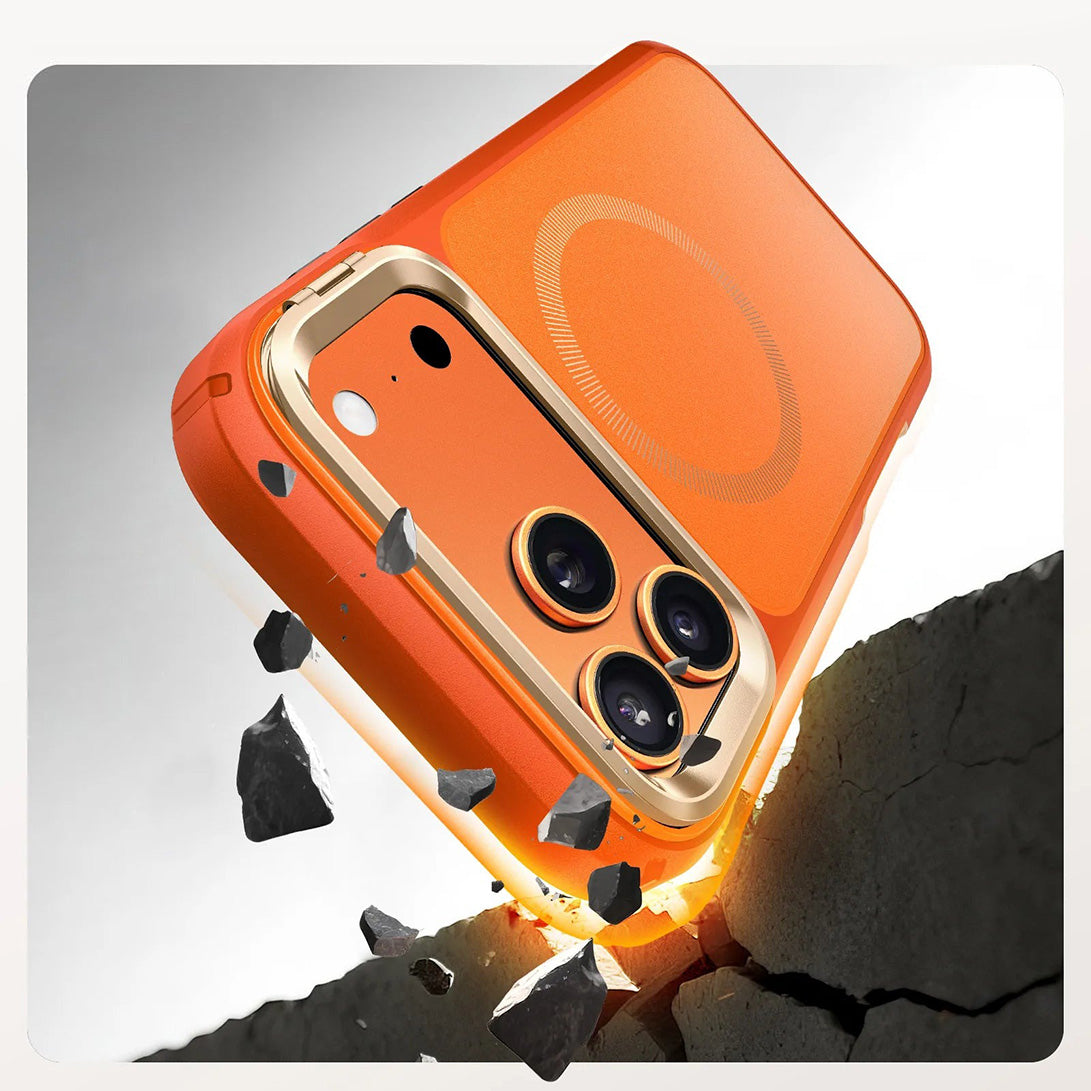 Handyhülle + Glas 9H für iPhone 17 Pro Max, Supcase i-Blason Ares Flip Mag SPG (CC) mit MagSafe, Orange-Golden
