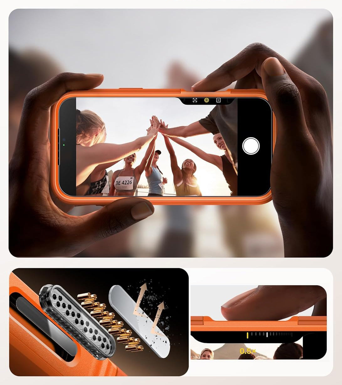 Handyhülle + Glas 9H für iPhone 17 Pro Max, Supcase i-Blason Ares Flip Mag SPG (CC) mit MagSafe, Orange-Golden