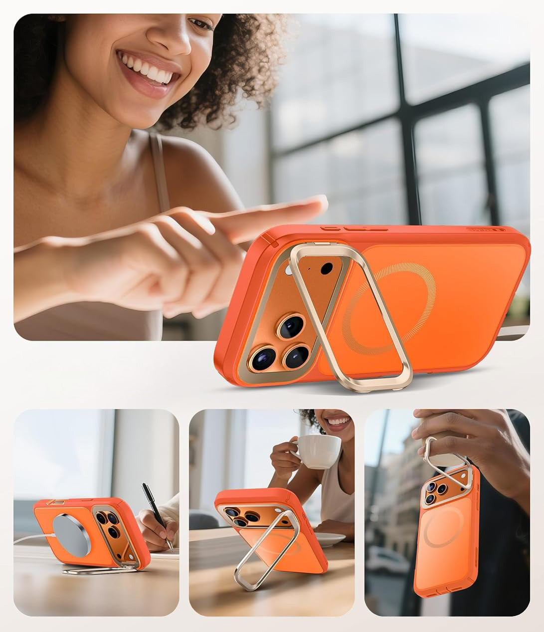 Handyhülle + Glas 9H für iPhone 17 Pro Max, Supcase i-Blason Ares Flip Mag SPG (CC) mit MagSafe, Orange-Golden
