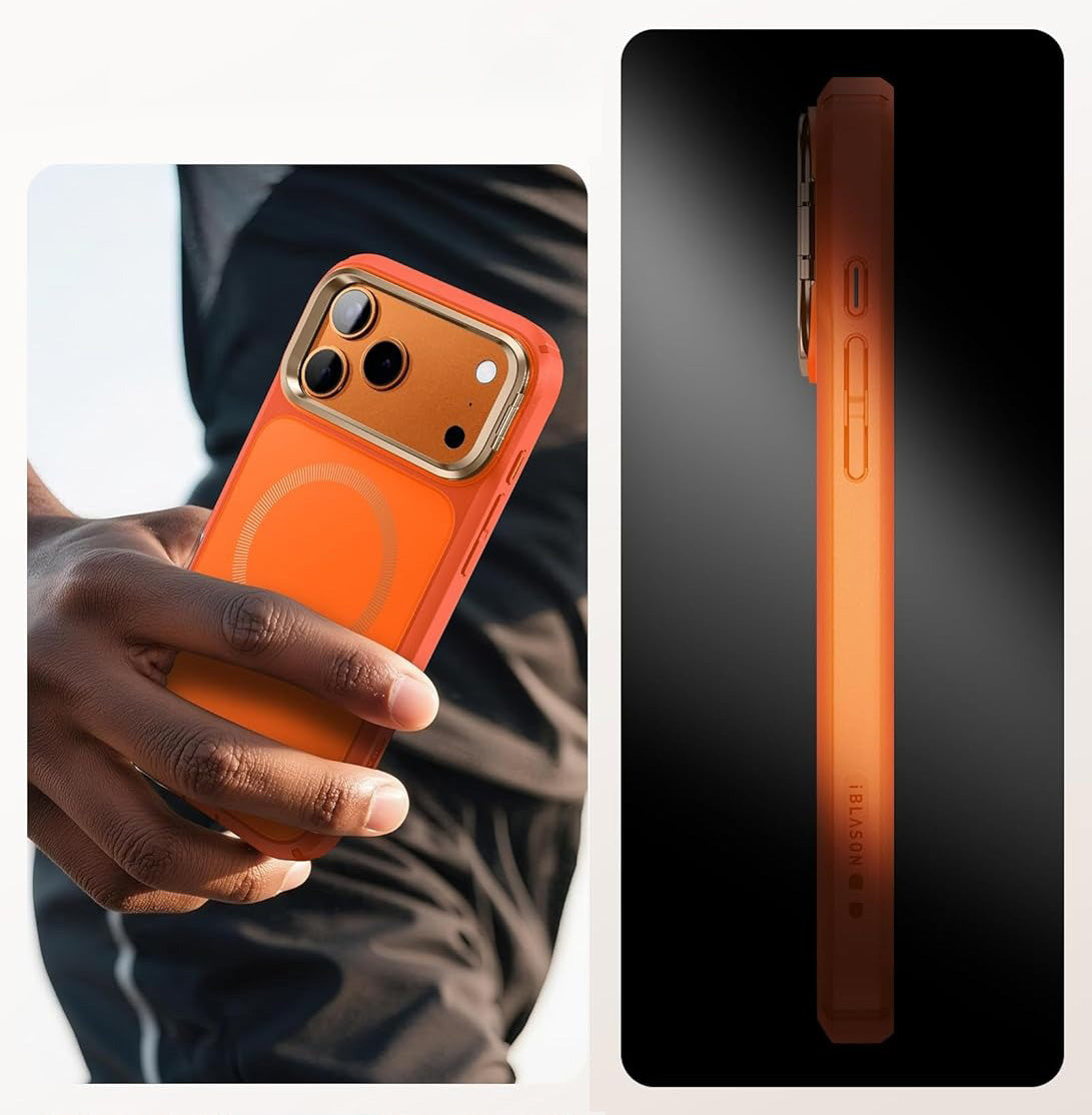 Handyhülle + Glas 9H für iPhone 17 Pro Max, Supcase i-Blason Ares Flip Mag SPG (CC) mit MagSafe, Orange-Golden