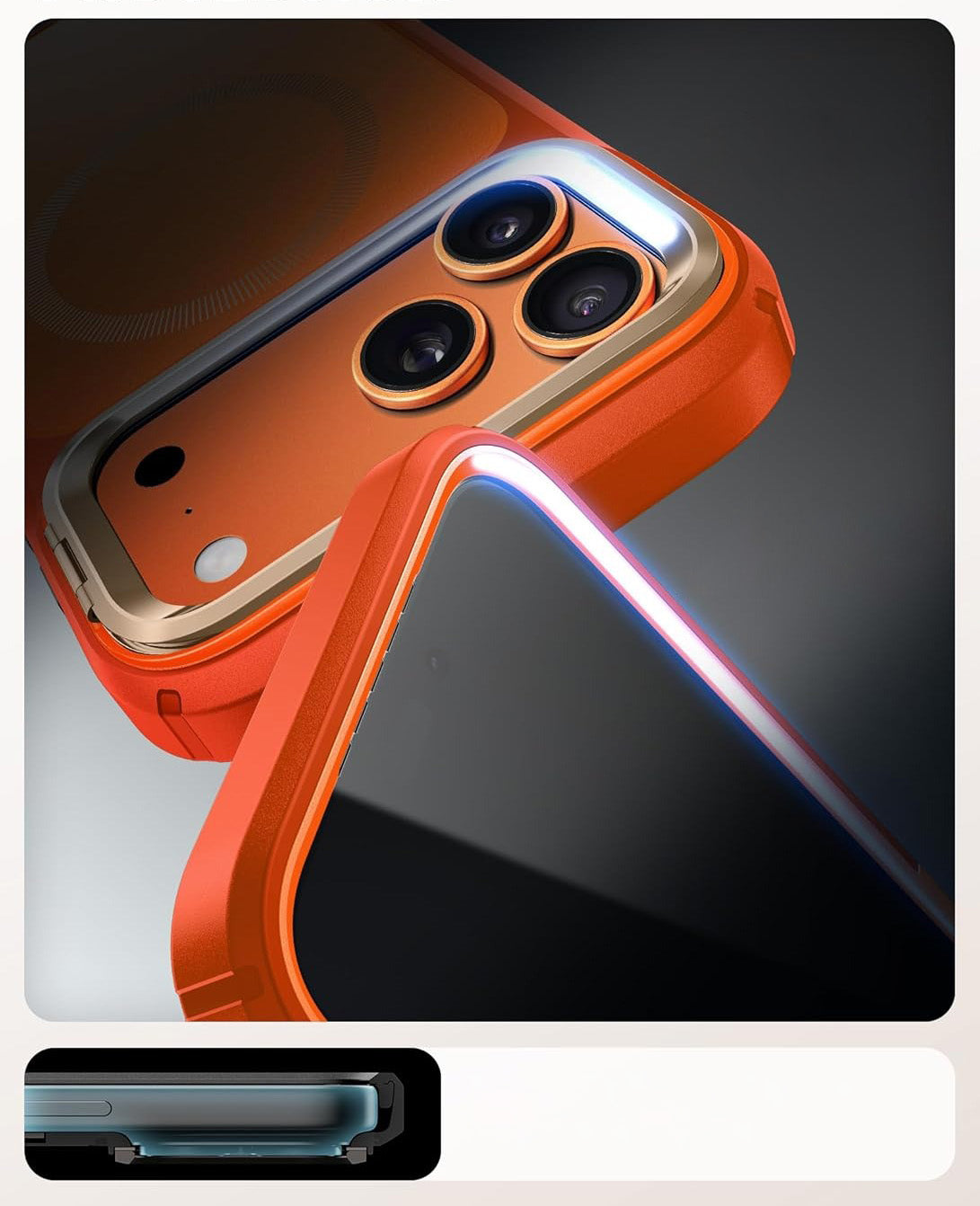 Handyhülle + Glas 9H für iPhone 17 Pro Max, Supcase i-Blason Ares Flip Mag SPG (CC) mit MagSafe, Orange-Golden