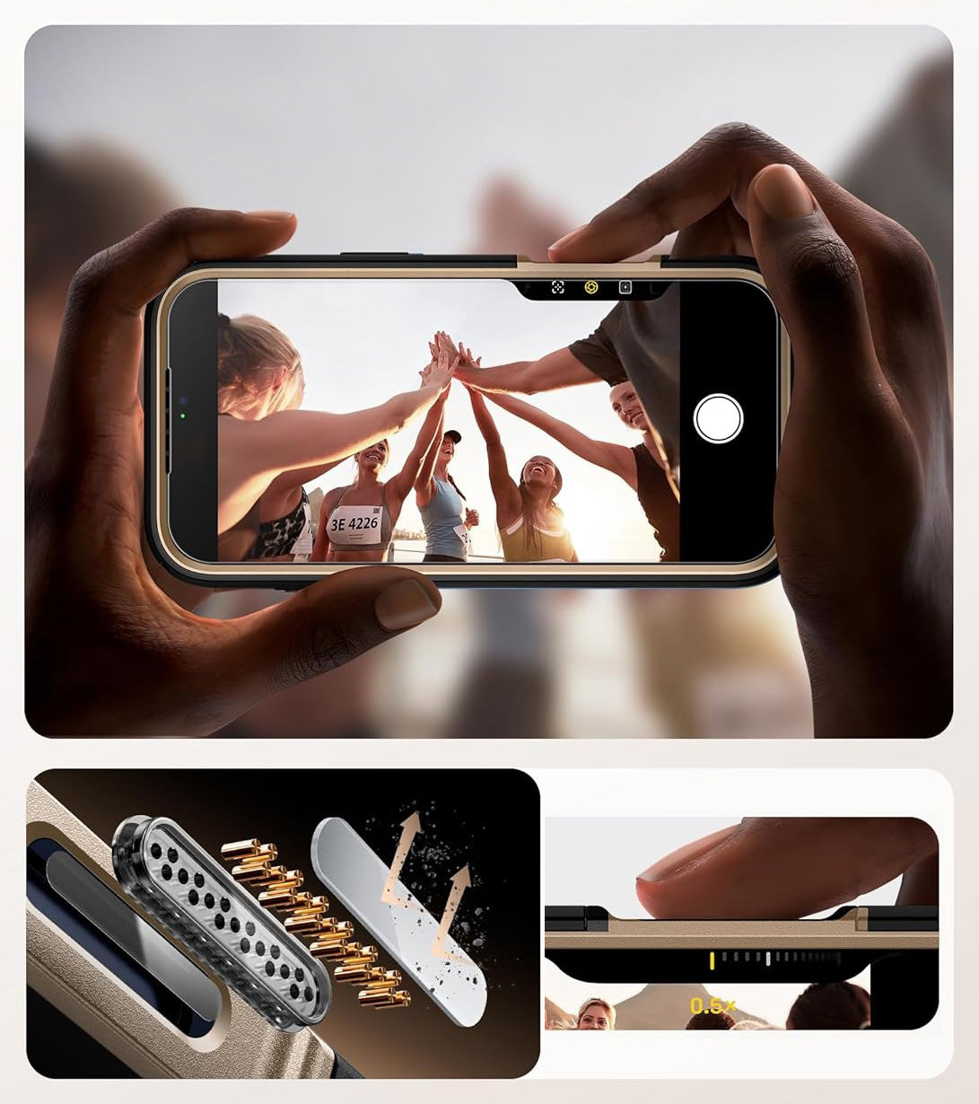 Handyhülle + Glas 9H für iPhone 17 Pro Max, Supcase i-Blason Ares Flip Mag SPG (CC) mit MagSafe, Schwarz-Golden