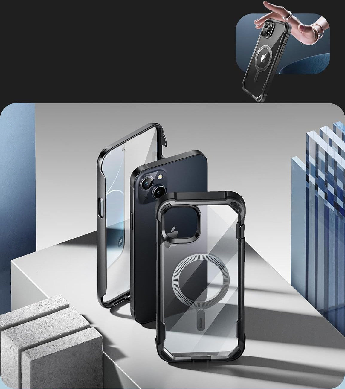 Schutzhülle Supcase i-Blason Ares Mag SP mit MagSafe für iPhone 15, Schwarz