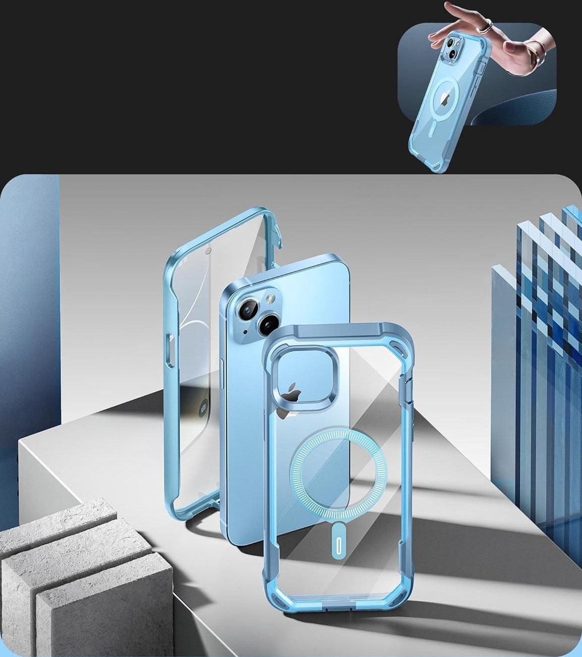 Schutzhülle für iPhone 15, Supcase i-Blason Ares Mag SP für MagSafe, Blau
