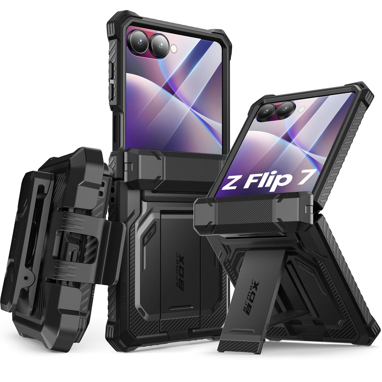 Handyhülle für Galaxy Z Flip7, Supcase i-Blason Armorbox BackSP, Schwarz