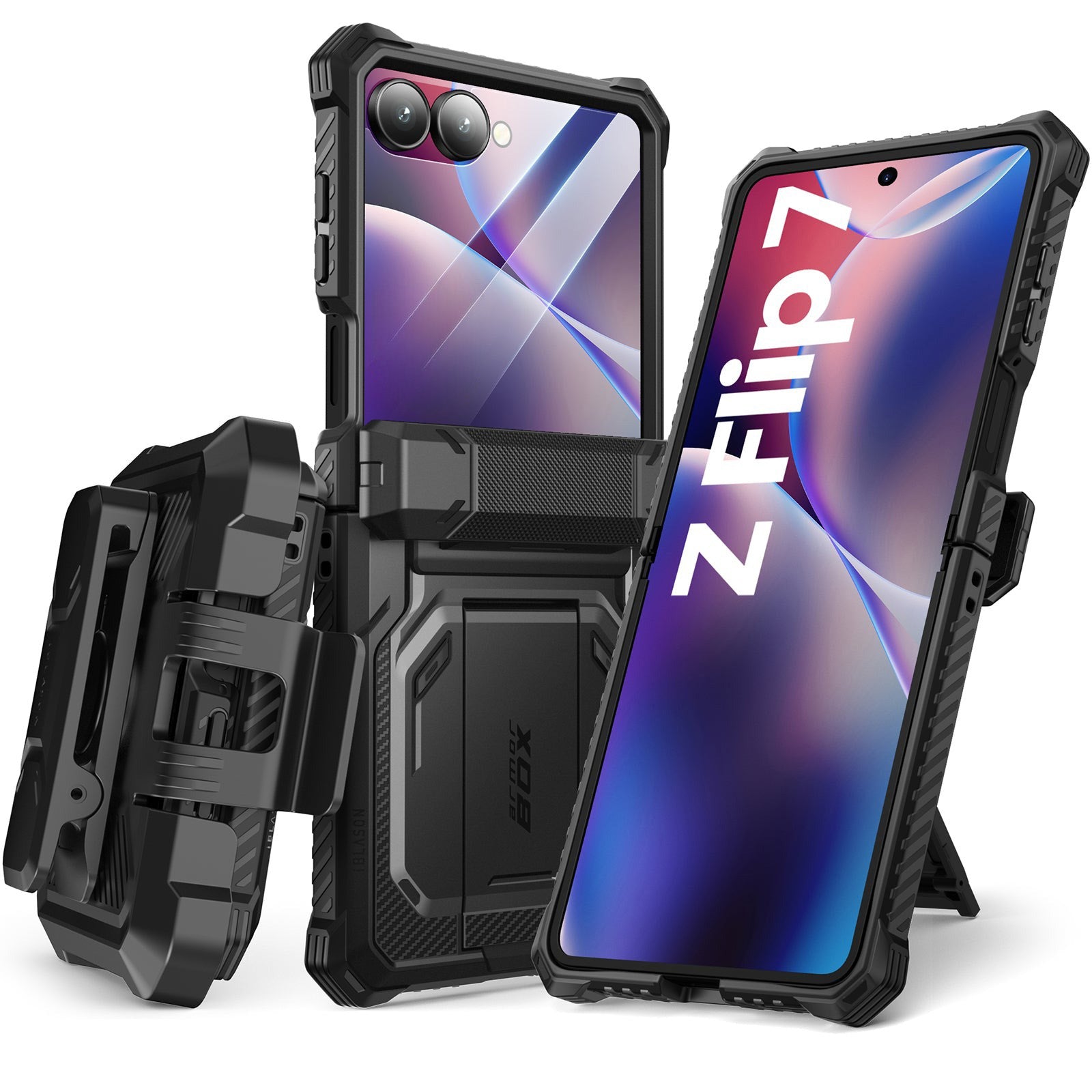 Handyhülle für Galaxy Z Flip7, Supcase i-Blason Armorbox BackSP, Schwarz