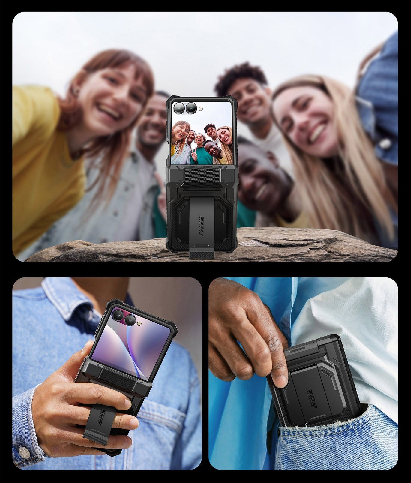 Handyhülle für Galaxy Z Flip7, Supcase i-Blason Armorbox BackSP, Schwarz