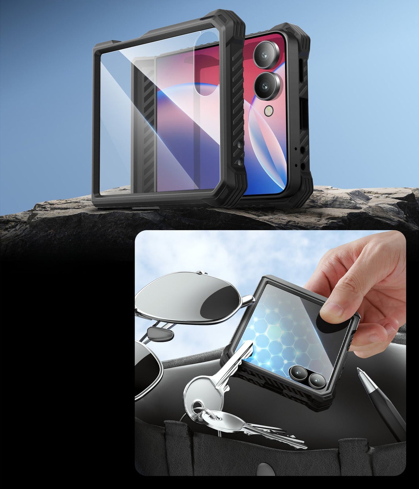 Handyhülle für Galaxy Z Flip7, Supcase i-Blason Armorbox BackSP, Schwarz