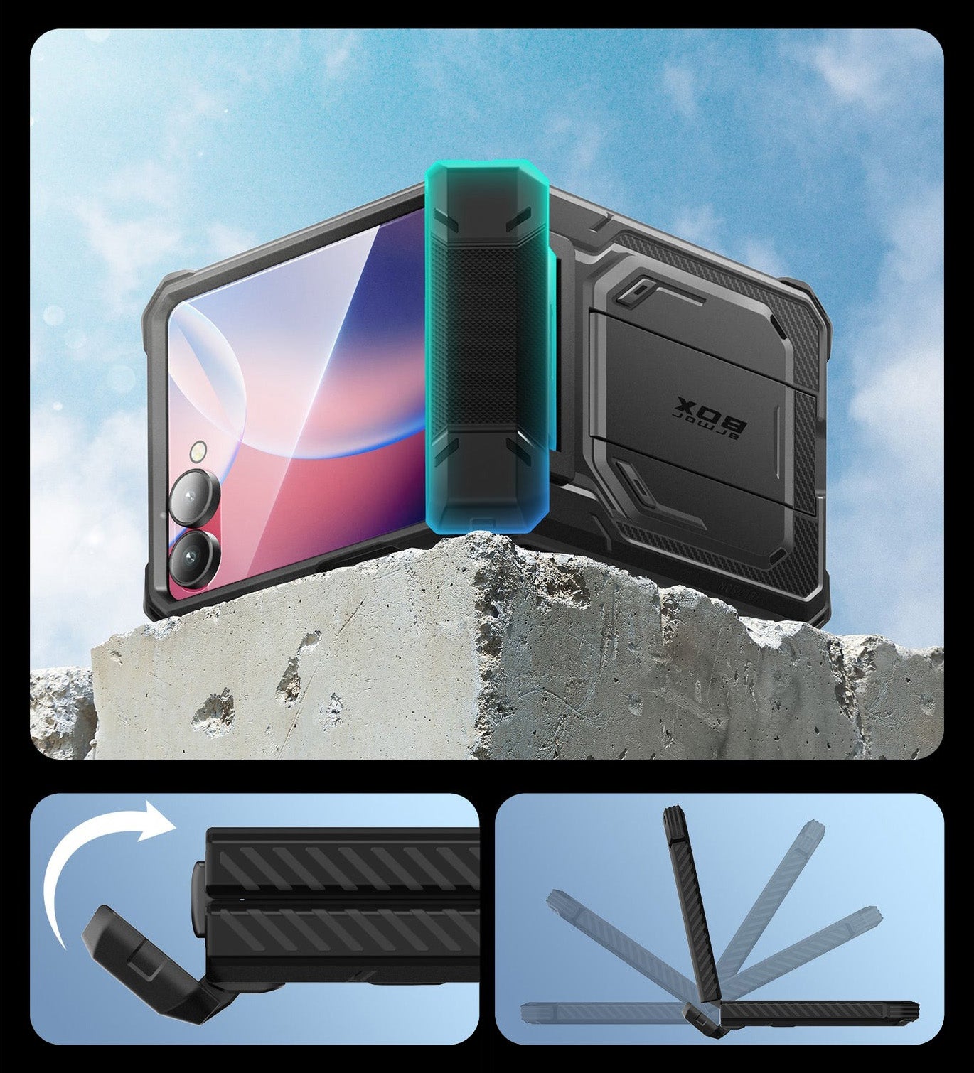 Handyhülle für Galaxy Z Flip7, Supcase i-Blason Armorbox BackSP, Schwarz
