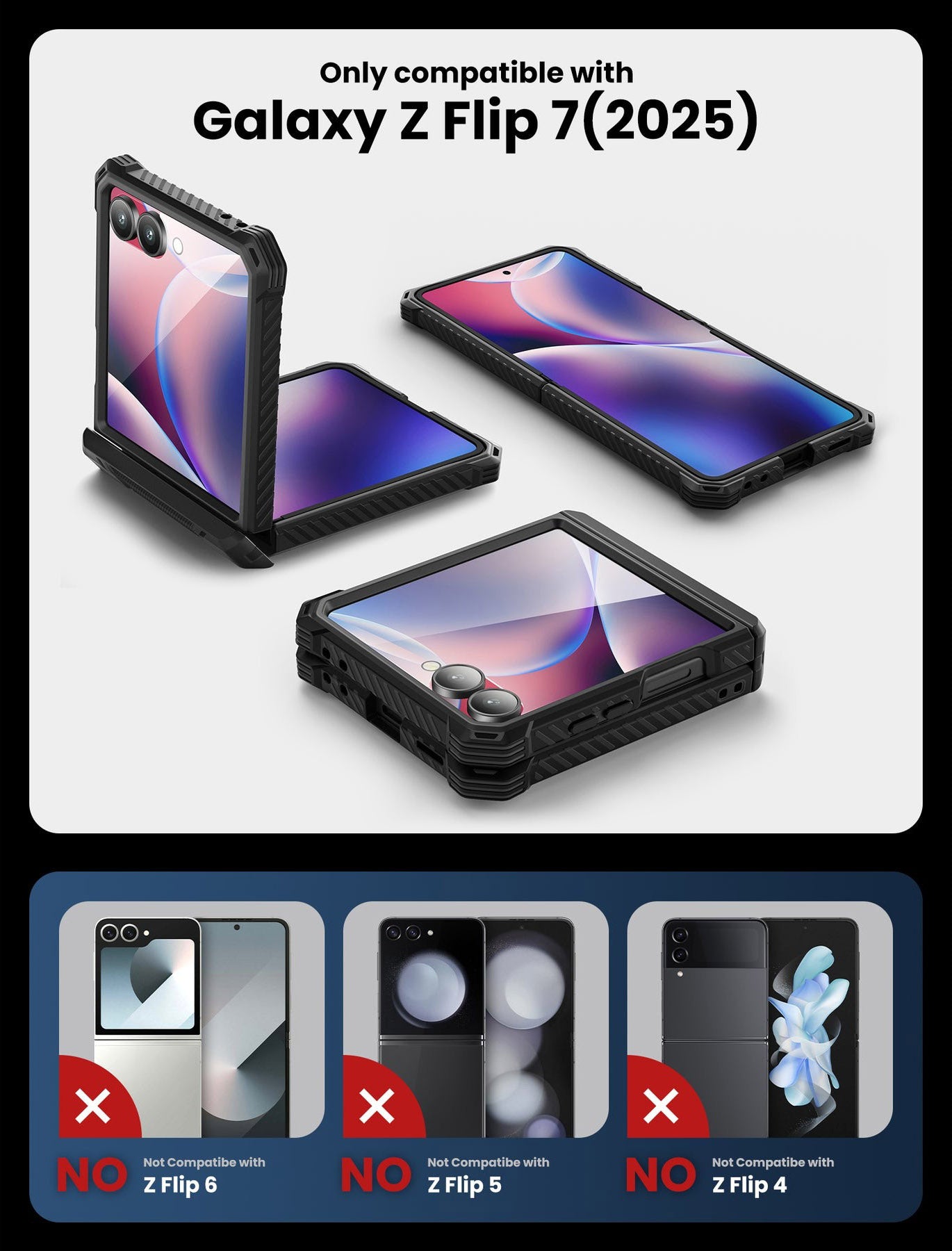 Handyhülle für Galaxy Z Flip7, Supcase i-Blason Armorbox BackSP, Schwarz
