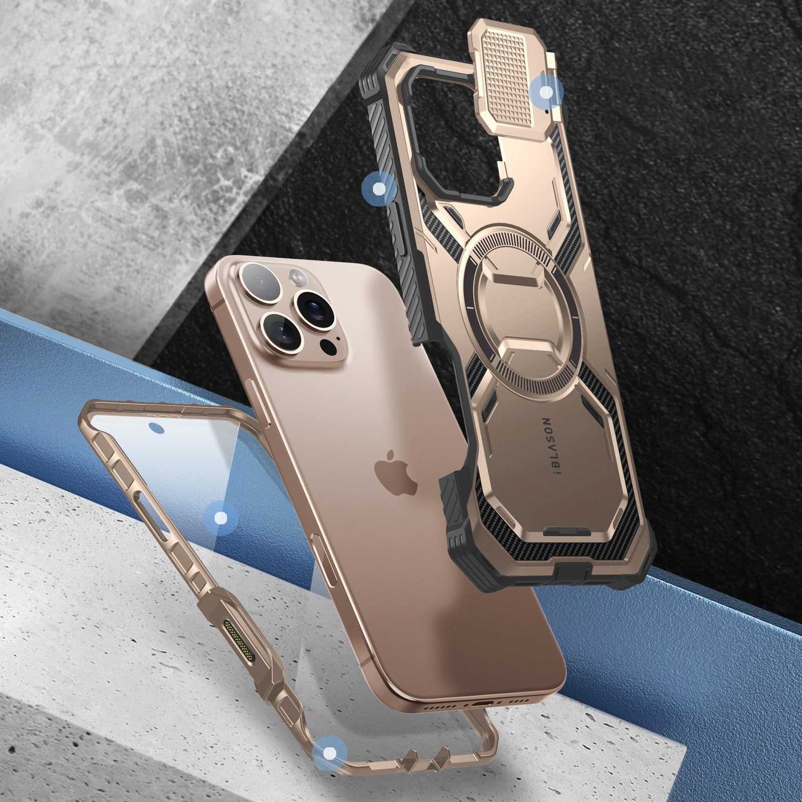 Handyhülle für iPhone 16 Pro Max, Supcase i-Blason Armorbox Mag SP (CC) mit MagSafe, Rosa Gold