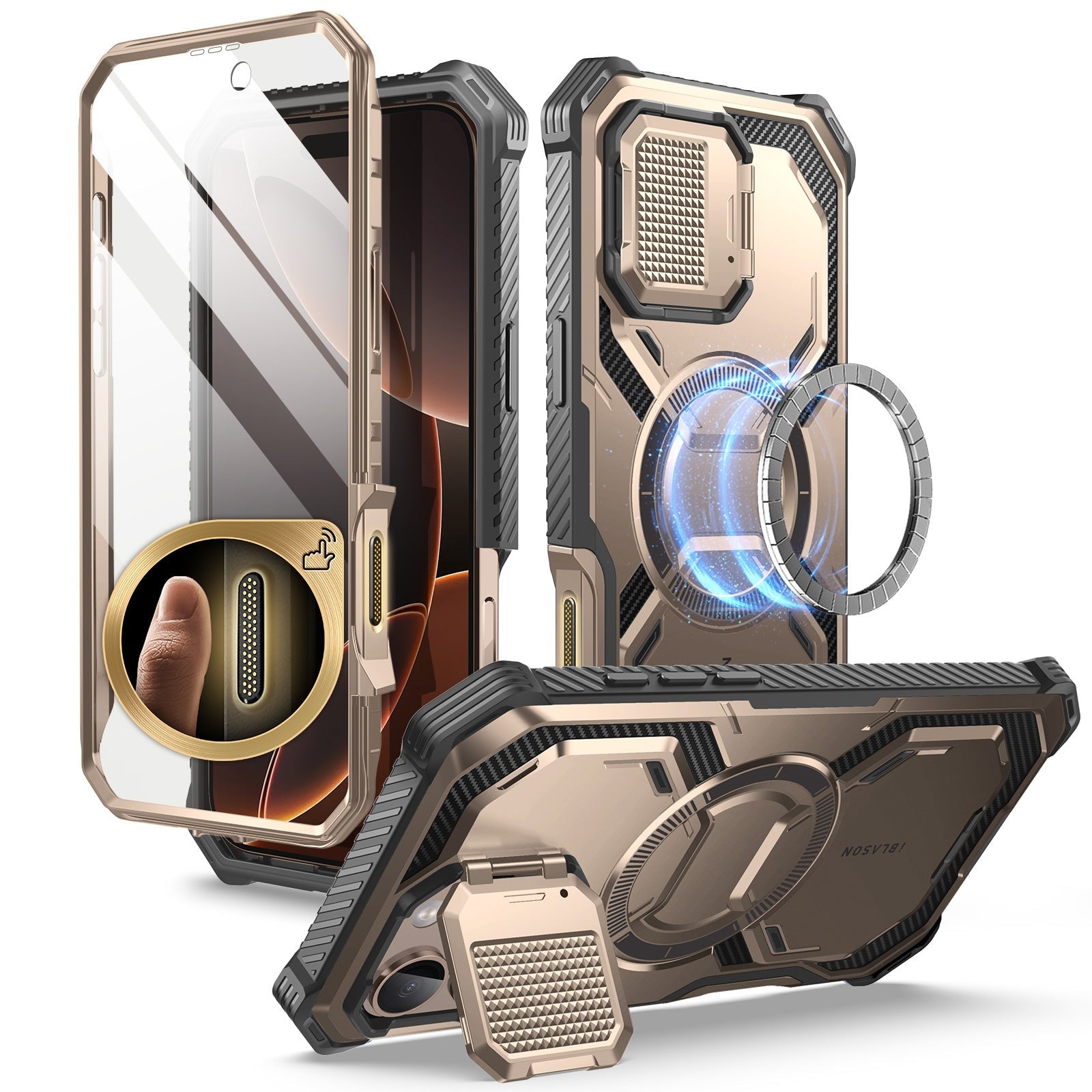 Handyhülle für iPhone 16 Pro Max, Supcase i-Blason Armorbox Mag SP (CC) mit MagSafe, Rosa Gold