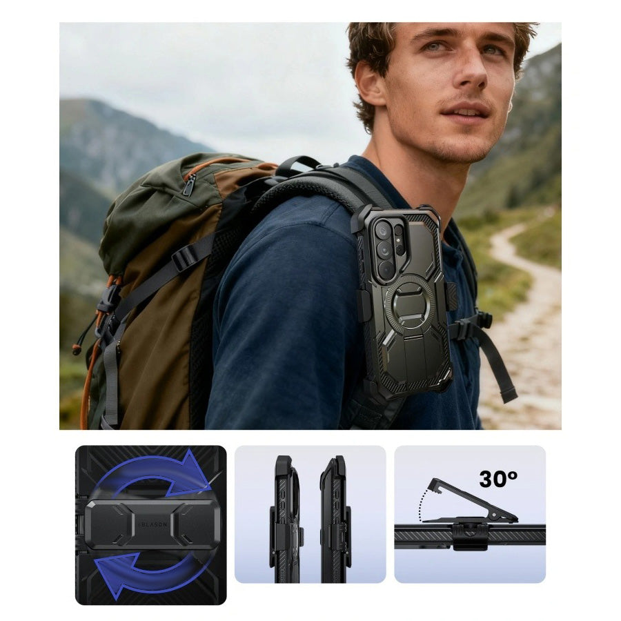 Handyhülle für Galaxy S26 Ultra, Supcase i-Blason Armorbox Mag KickStand Clip SP mit MagSafe, Schwarz