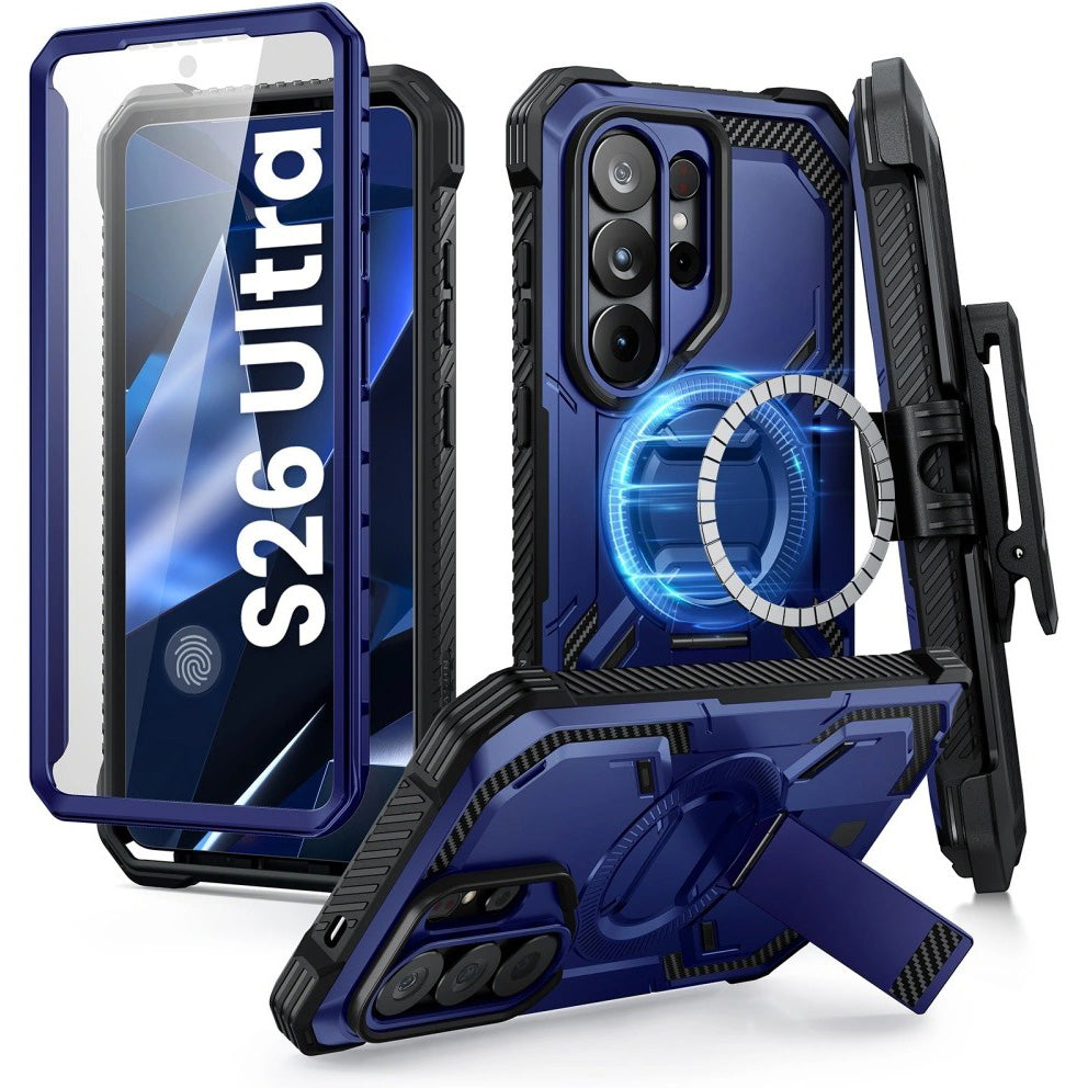 Handyhülle für Galaxy S26 Ultra, Supcase i-Blason Armorbox Mag KickStand Clip SP mit MagSafe, Dunkelblau