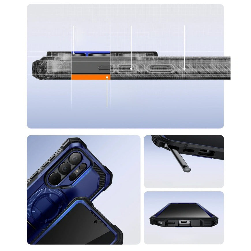 Handyhülle für Galaxy S26 Ultra, Supcase i-Blason Armorbox Mag KickStand Clip SP mit MagSafe, Dunkelblau
