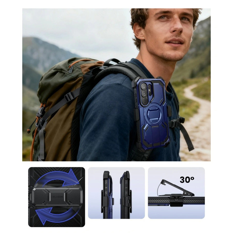Handyhülle für Galaxy S26 Ultra, Supcase i-Blason Armorbox Mag KickStand Clip SP mit MagSafe, Dunkelblau