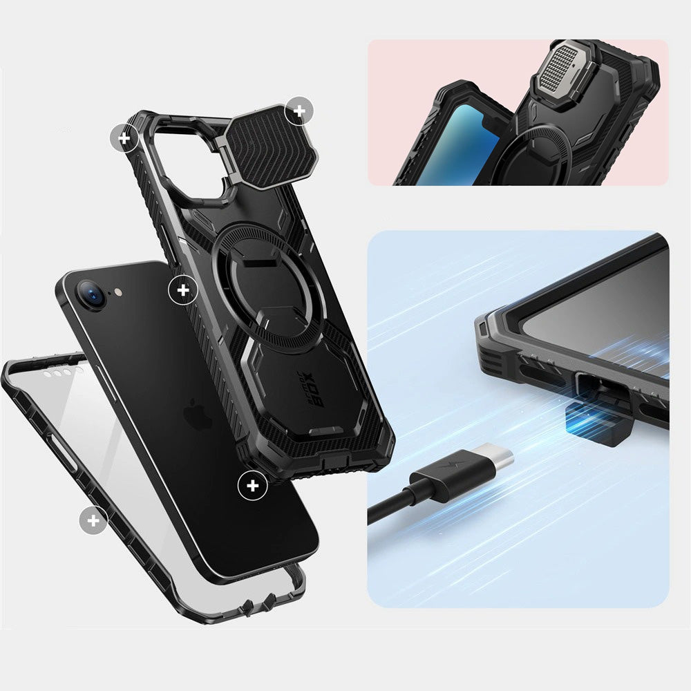 Handyhülle für iPhone 17e / 16e, Supcase i-Blason Armorbox Mag SP mit MagSafe, Schwarz