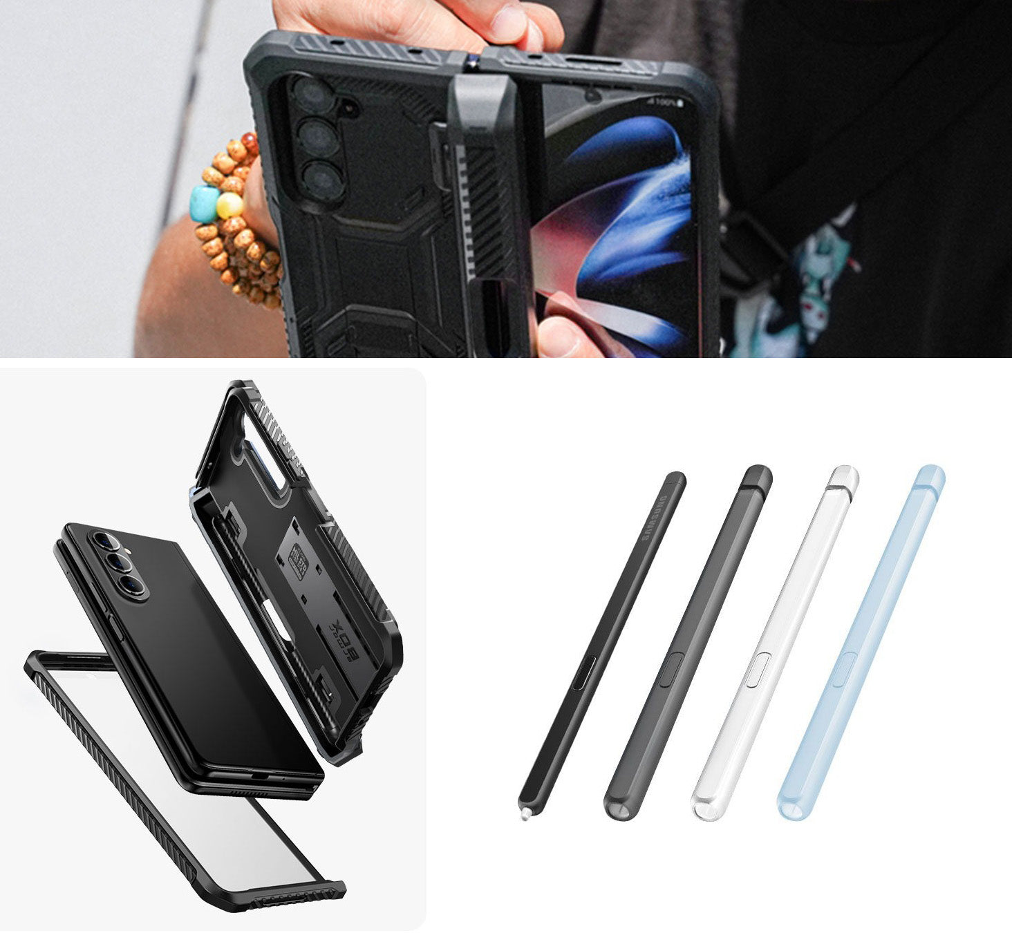 Schutzhülle Supcase i-Blason Armorbox Pen SP für Galaxy Z Fold5, Schwarz