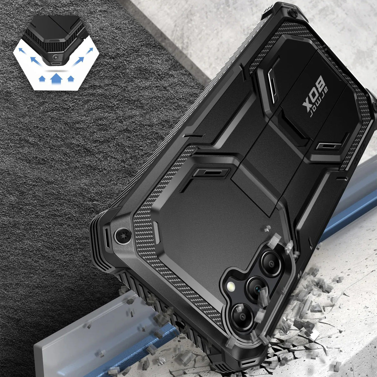 Schutzhülle Supcase i-Blason Armorbox SP für Galaxy S23 FE 5G, Schwarz