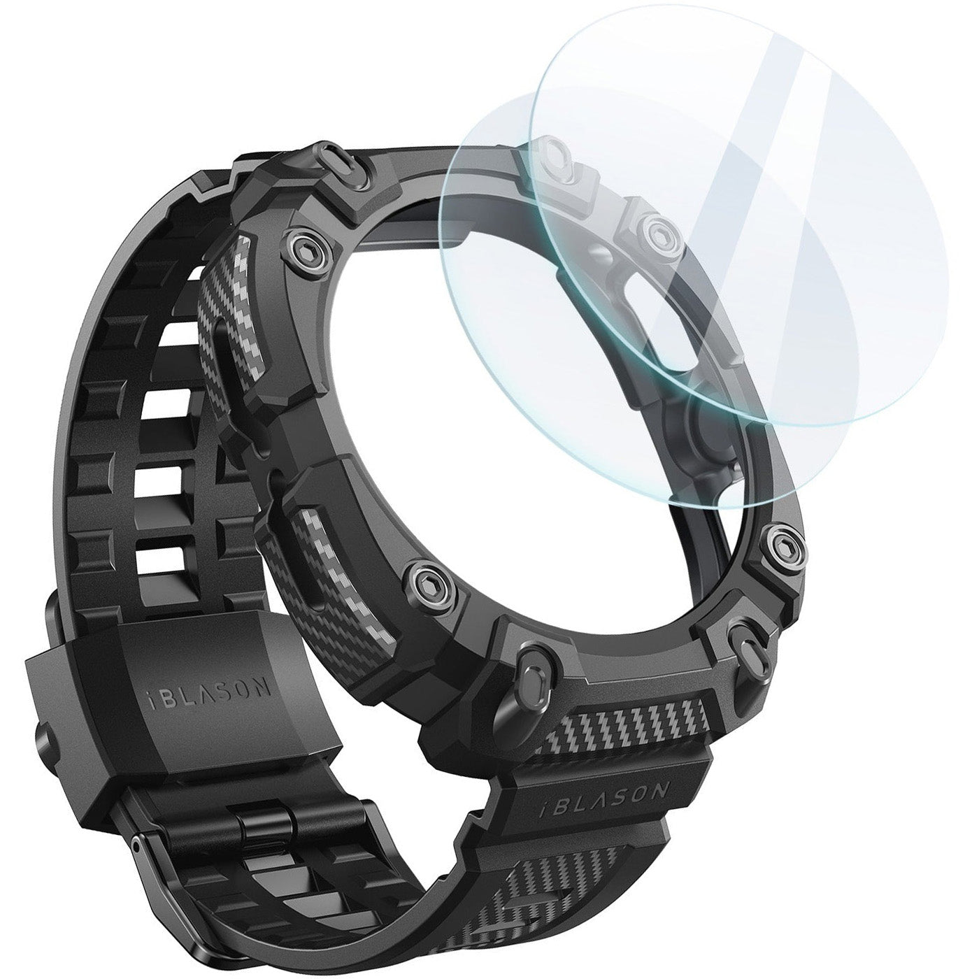 Schutzhülle mit Armband + 2x Glas für Galaxy Watch Ultra 47mm, Supcase i-Blason ArmorBox, Schwarz