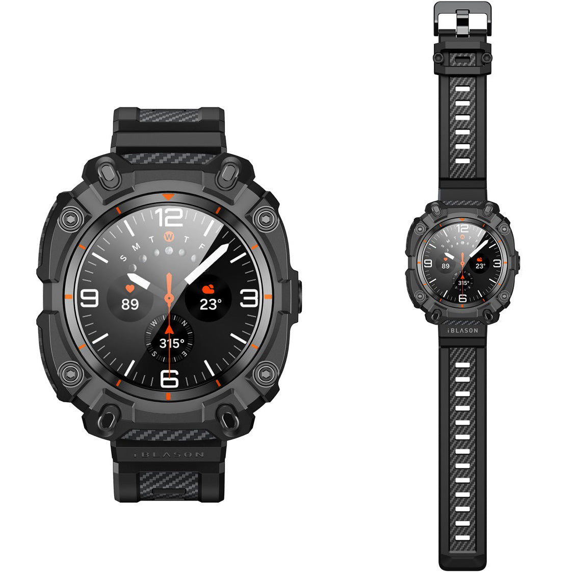 Schutzhülle mit Armband + 2x Glas für Galaxy Watch Ultra 47mm, Supcase i-Blason ArmorBox, Schwarz