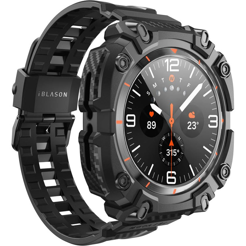 Schutzhülle mit Armband + 2x Glas für Galaxy Watch Ultra 47mm, Supcase i-Blason ArmorBox, Schwarz