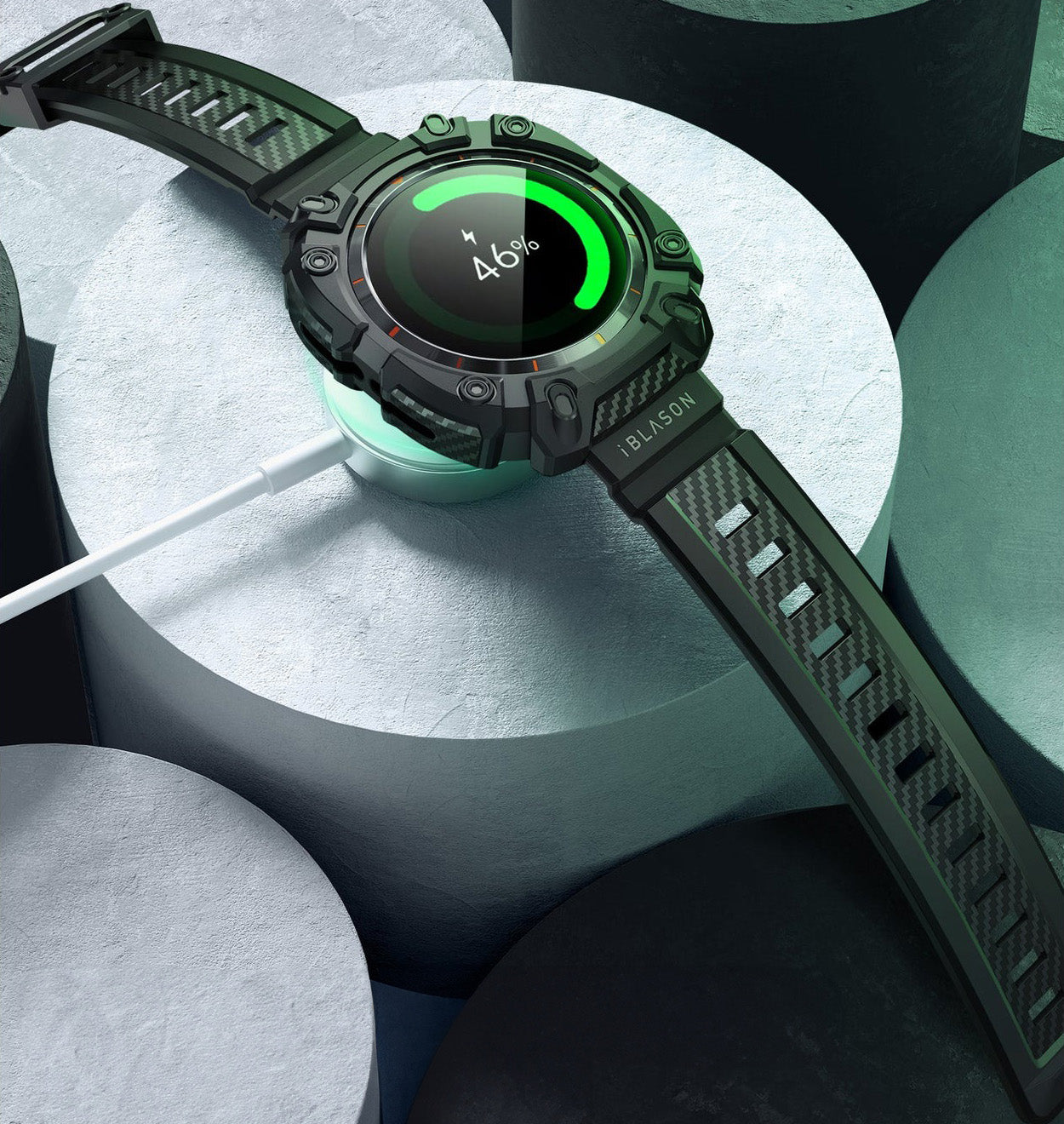 Schutzhülle mit Armband + 2x Glas für Galaxy Watch Ultra 47mm, Supcase i-Blason ArmorBox, Schwarz