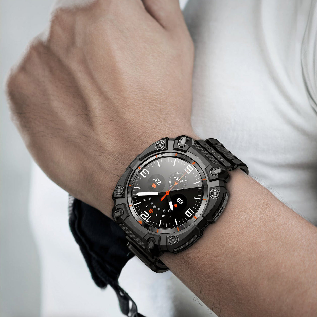 Schutzhülle mit Armband + 2x Glas für Galaxy Watch Ultra 47mm, Supcase i-Blason ArmorBox, Schwarz