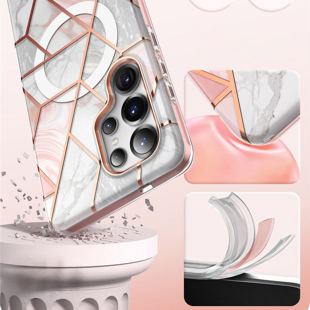 Handyhülle für Galaxy S25 Ultra, Supcase i-Blason Cosmo Mag SP für MagSafe, Marmor-Rosa