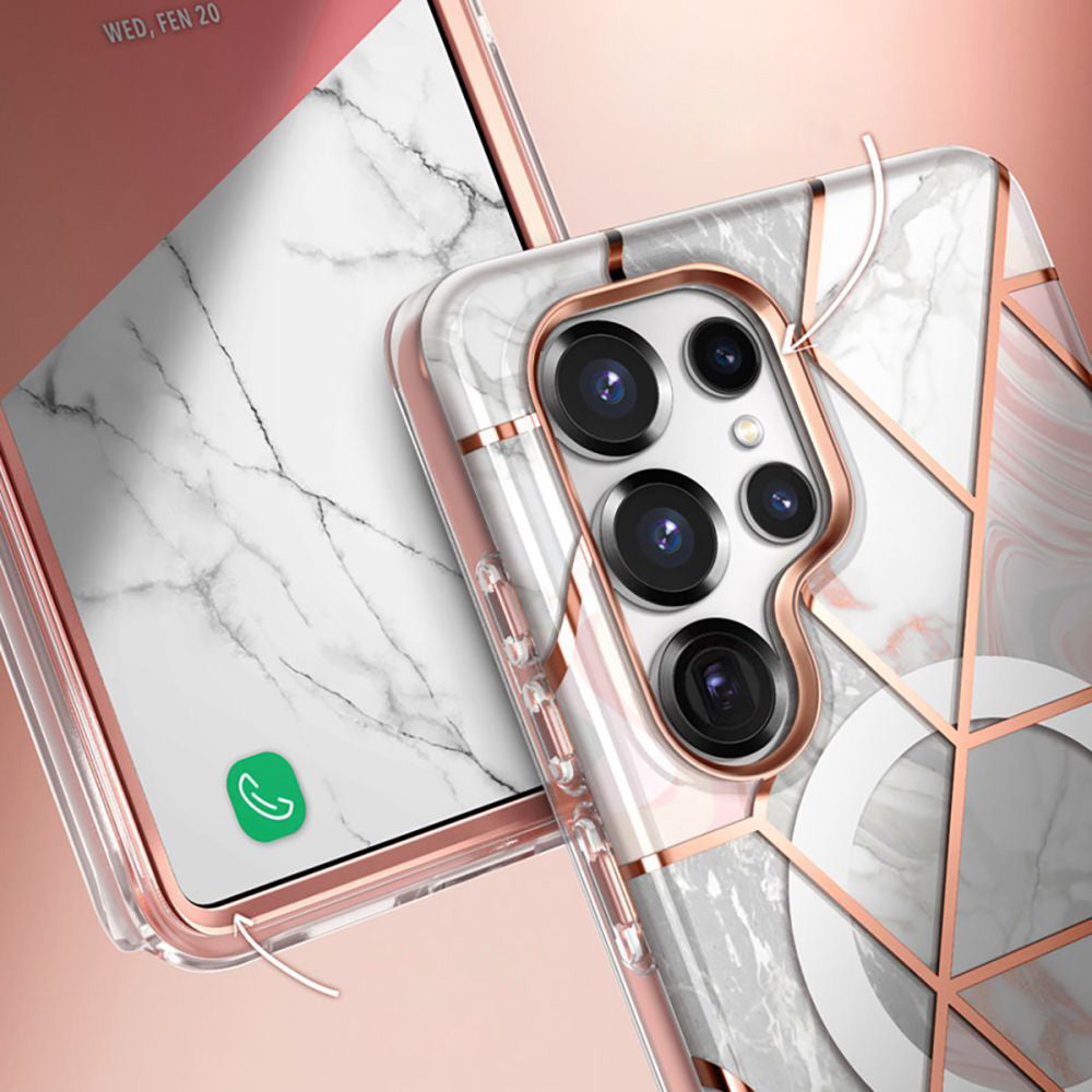 Handyhülle für Galaxy S25 Ultra, Supcase i-Blason Cosmo Mag SP für MagSafe, Marmor-Rosa